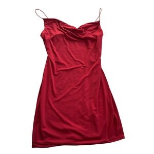 Vintage Y2K Women's Sleeveless Cowl Neck Cocktail Party Evening Dress Red